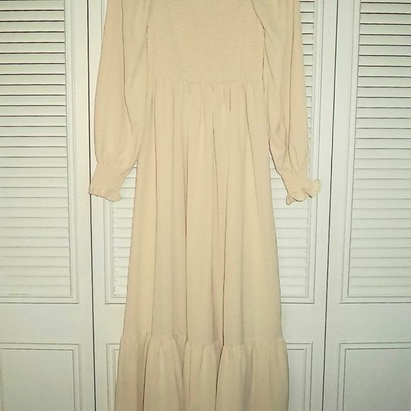 SHEIN Cream Long Sleeve Maxi Dress - Picture 2 of 4